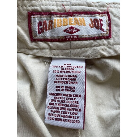 Caribbean Joe Capris Utility Cropped Pants Women's 10 Petite Beige D-Ring Belted - Picture 5 of 8